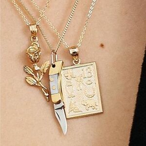 14k real gold charm Bagatiba lucky symbols charm rectangular pendant w/ receipt